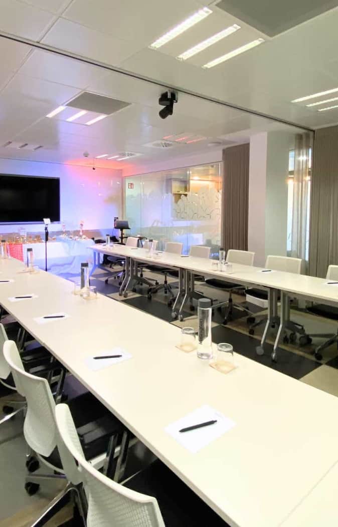 Room prepared for 24 professional attendees